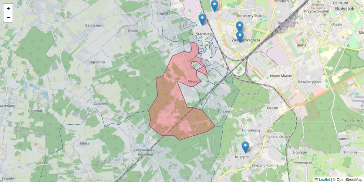 Szczegółowa mapa kodu pocztowego 16-635 z granicami, sąsiednimi kodami pocztowymi i urzędami pocztowymi