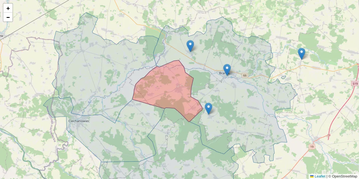 Szczegółowa mapa kodu pocztowego 17-123 z granicami, sąsiednimi kodami pocztowymi i urzędami pocztowymi