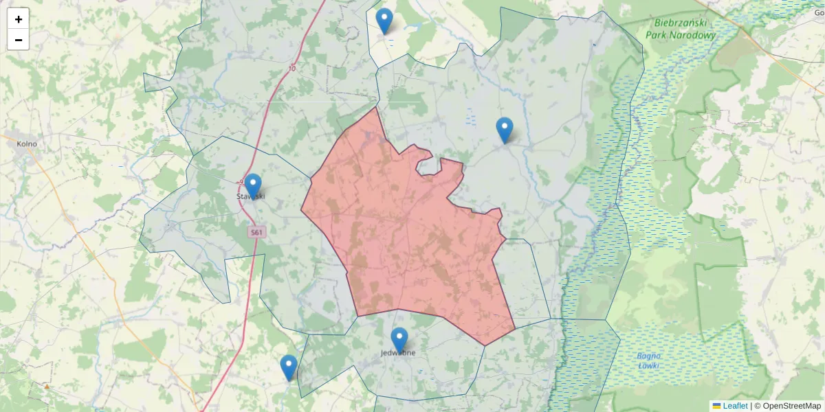 Szczegółowa mapa kodu pocztowego 18-423 z granicami, sąsiednimi kodami pocztowymi i urzędami pocztowymi