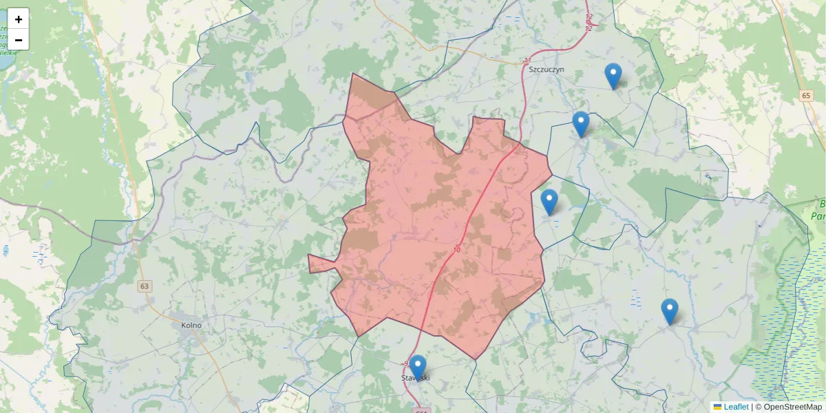 Szczegółowa mapa kodu pocztowego 18-507 z granicami, sąsiednimi kodami pocztowymi i urzędami pocztowymi