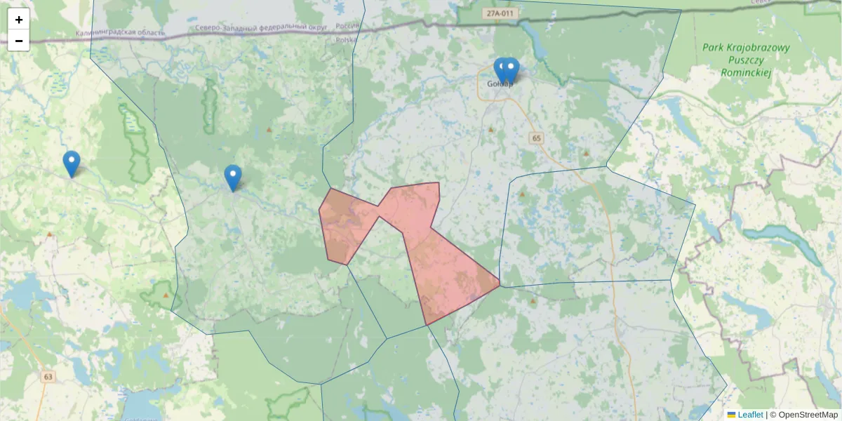 Szczegółowa mapa kodu pocztowego 19-507 z granicami, sąsiednimi kodami pocztowymi i urzędami pocztowymi