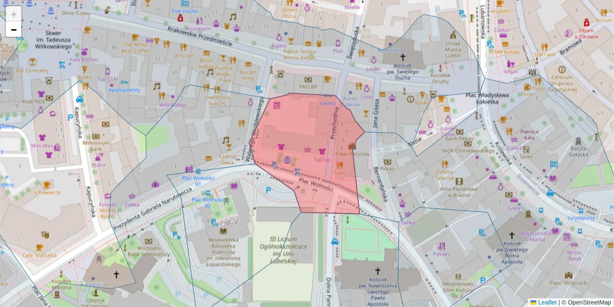 Szczegółowa mapa kodu pocztowego 20-003 z granicami, sąsiednimi kodami pocztowymi i urzędami pocztowymi