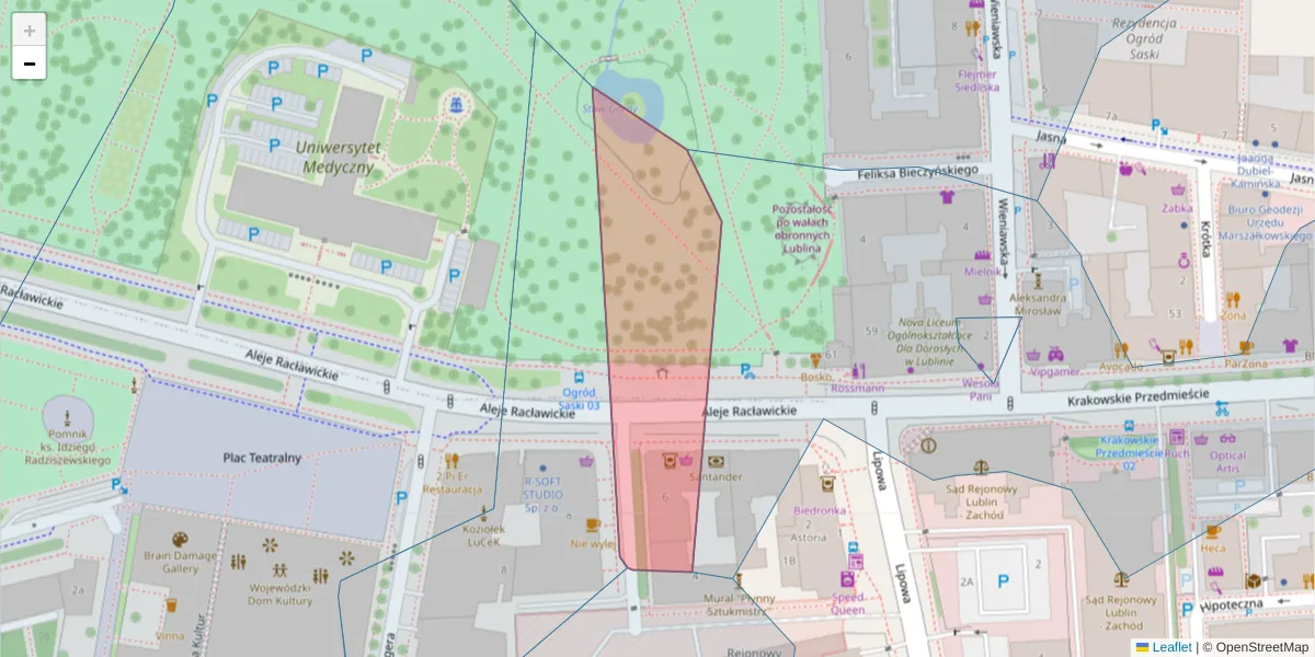 Szczegółowa mapa kodu pocztowego 20-028 z granicami, sąsiednimi kodami pocztowymi i urzędami pocztowymi