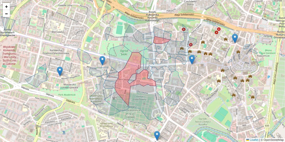 Szczegółowa mapa kodu pocztowego 20-029 z granicami, sąsiednimi kodami pocztowymi i urzędami pocztowymi