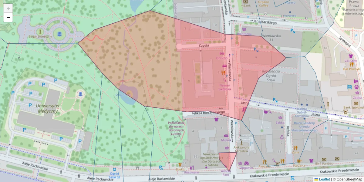 Szczegółowa mapa kodu pocztowego 20-071 z granicami, sąsiednimi kodami pocztowymi i urzędami pocztowymi