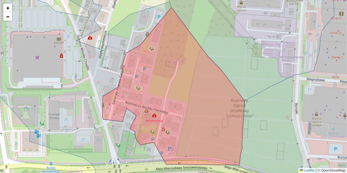 Szczegółowa mapa kodu pocztowego 20-091 z granicami, sąsiednimi kodami pocztowymi i urzędami pocztowymi