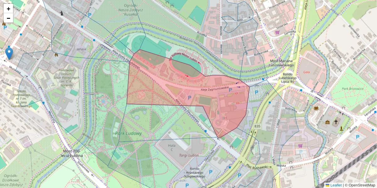 Szczegółowa mapa kodu pocztowego 20-101 z granicami, sąsiednimi kodami pocztowymi i urzędami pocztowymi