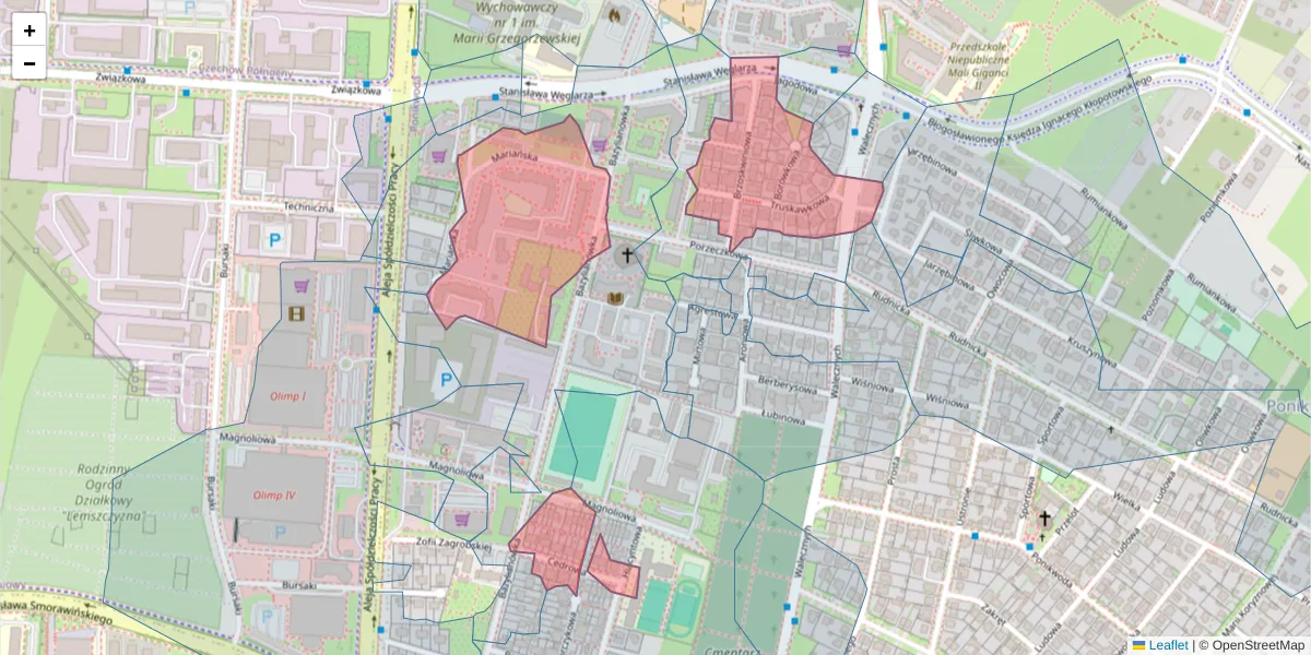 Szczegółowa mapa kodu pocztowego 20-142 z granicami, sąsiednimi kodami pocztowymi i urzędami pocztowymi