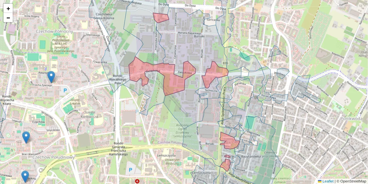 Szczegółowa mapa kodu pocztowego 20-148 z granicami, sąsiednimi kodami pocztowymi i urzędami pocztowymi