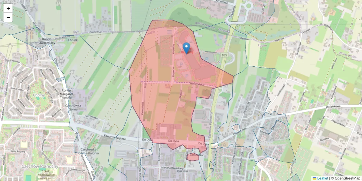 Szczegółowa mapa kodu pocztowego 20-149 z granicami, sąsiednimi kodami pocztowymi i urzędami pocztowymi