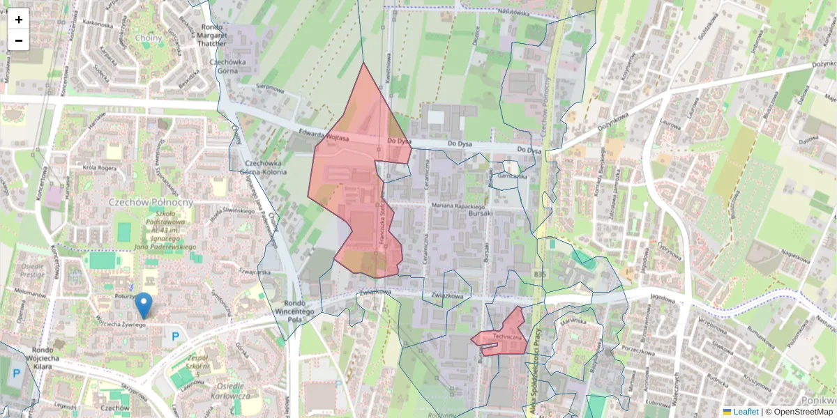 Szczegółowa mapa kodu pocztowego 20-151 z granicami, sąsiednimi kodami pocztowymi i urzędami pocztowymi