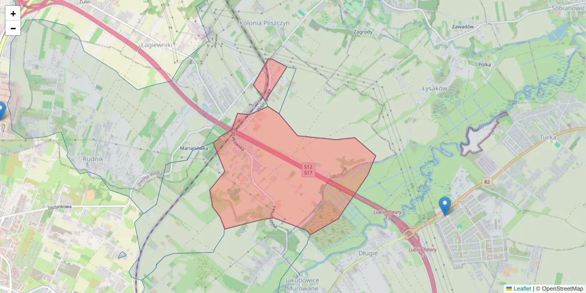 Szczegółowa mapa kodu pocztowego 20-257 z granicami, sąsiednimi kodami pocztowymi i urzędami pocztowymi