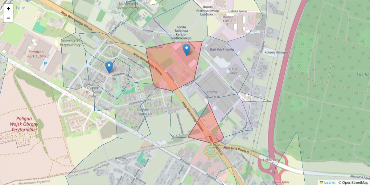 Szczegółowa mapa kodu pocztowego 20-279 z granicami, sąsiednimi kodami pocztowymi i urzędami pocztowymi