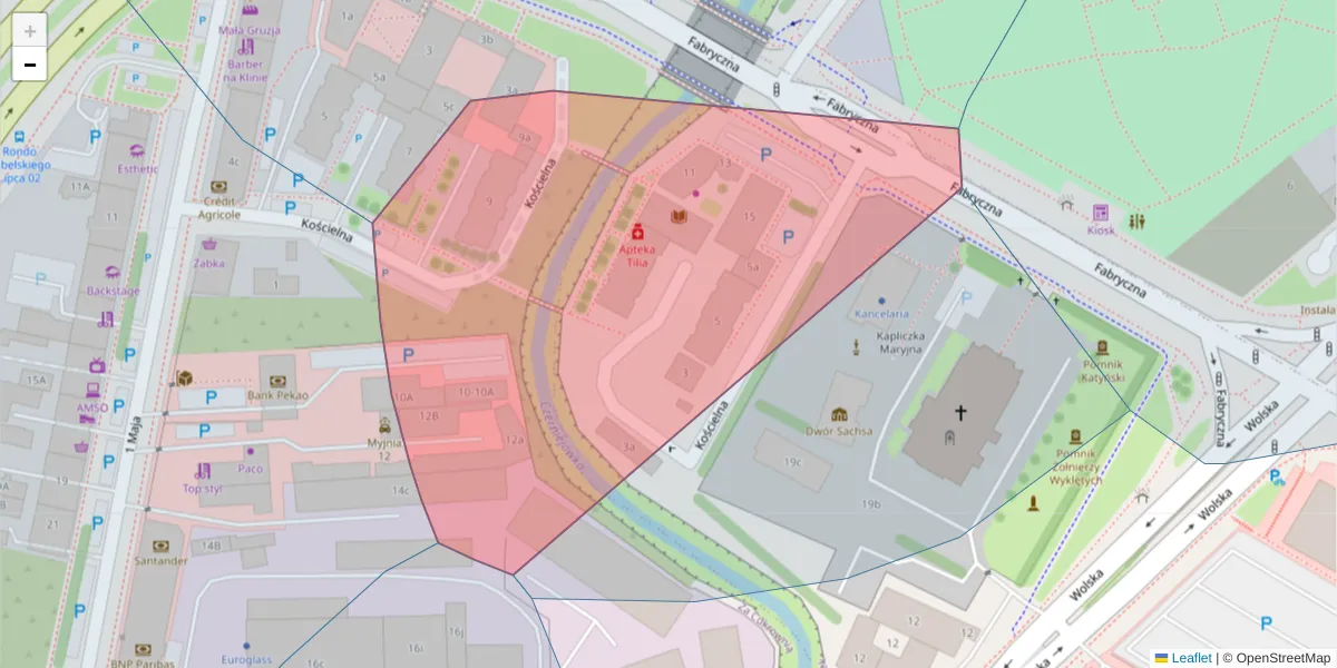 Szczegółowa mapa kodu pocztowego 20-307 z granicami, sąsiednimi kodami pocztowymi i urzędami pocztowymi