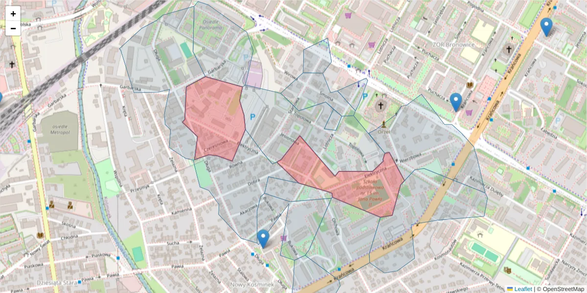 Szczegółowa mapa kodu pocztowego 20-349 z granicami, sąsiednimi kodami pocztowymi i urzędami pocztowymi