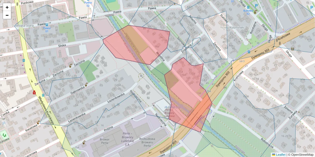 Szczegółowa mapa kodu pocztowego 20-363 z granicami, sąsiednimi kodami pocztowymi i urzędami pocztowymi
