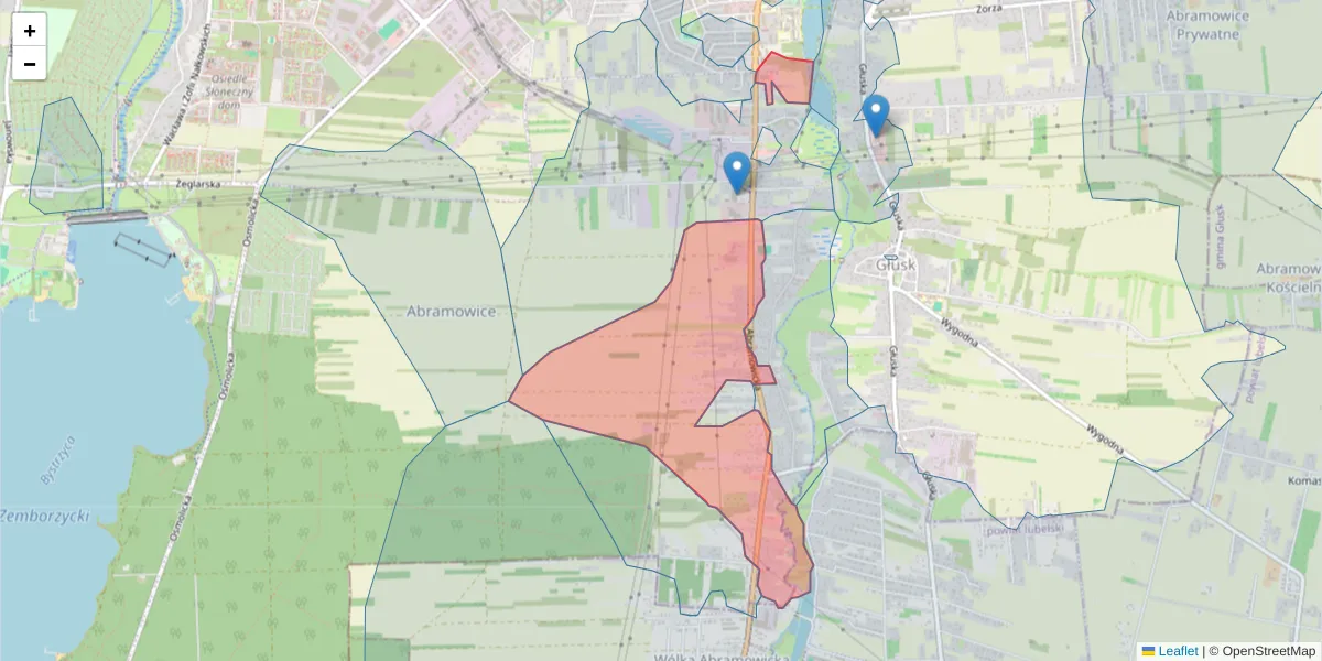 Szczegółowa mapa kodu pocztowego 20-391 z granicami, sąsiednimi kodami pocztowymi i urzędami pocztowymi