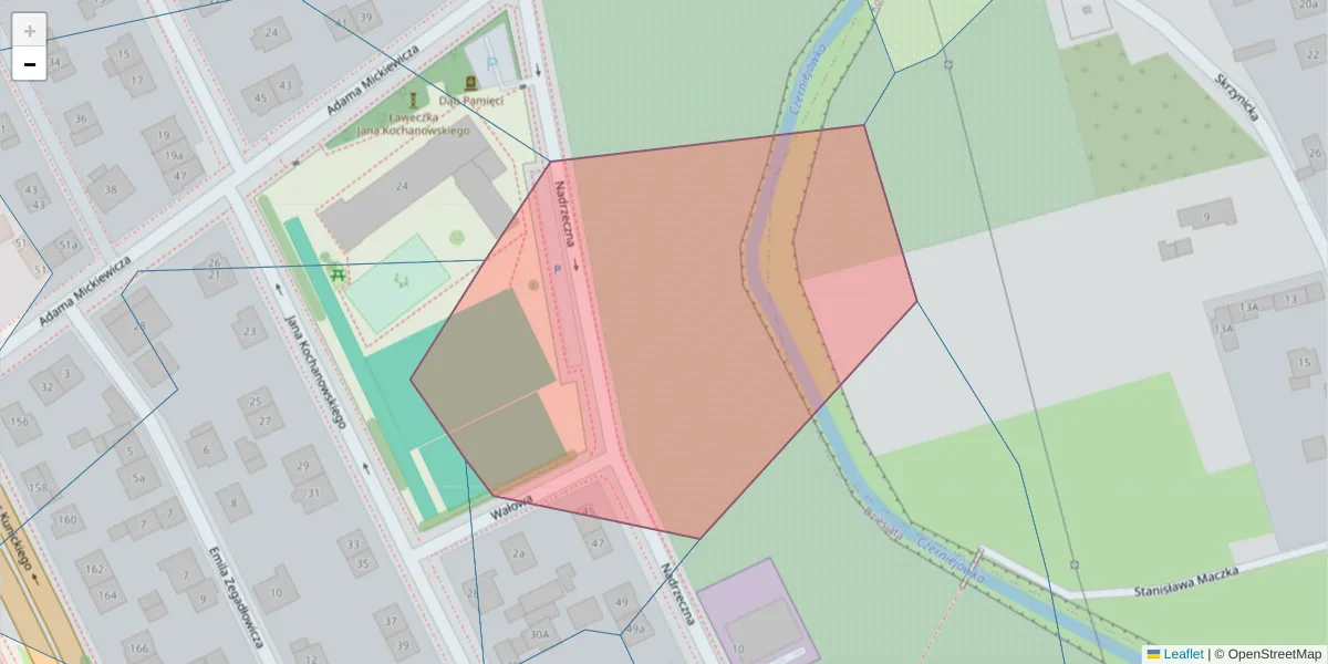 Szczegółowa mapa kodu pocztowego 20-437 z granicami, sąsiednimi kodami pocztowymi i urzędami pocztowymi