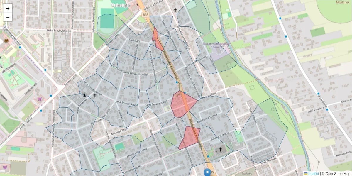 Szczegółowa mapa kodu pocztowego 20-451 z granicami, sąsiednimi kodami pocztowymi i urzędami pocztowymi
