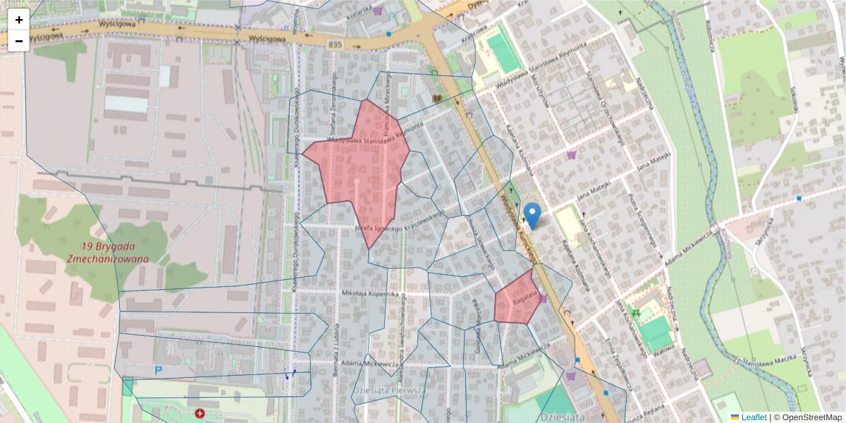 Szczegółowa mapa kodu pocztowego 20-460 z granicami, sąsiednimi kodami pocztowymi i urzędami pocztowymi