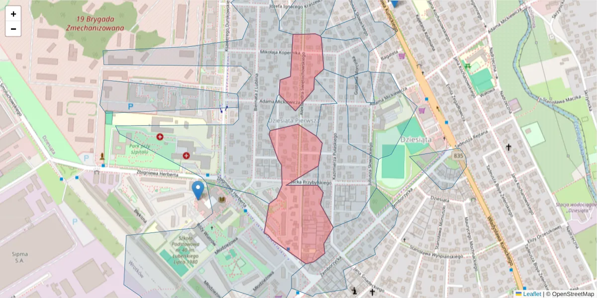 Szczegółowa mapa kodu pocztowego 20-467 z granicami, sąsiednimi kodami pocztowymi i urzędami pocztowymi