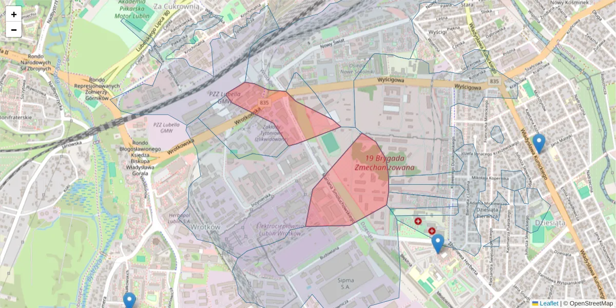 Szczegółowa mapa kodu pocztowego 20-474 z granicami, sąsiednimi kodami pocztowymi i urzędami pocztowymi