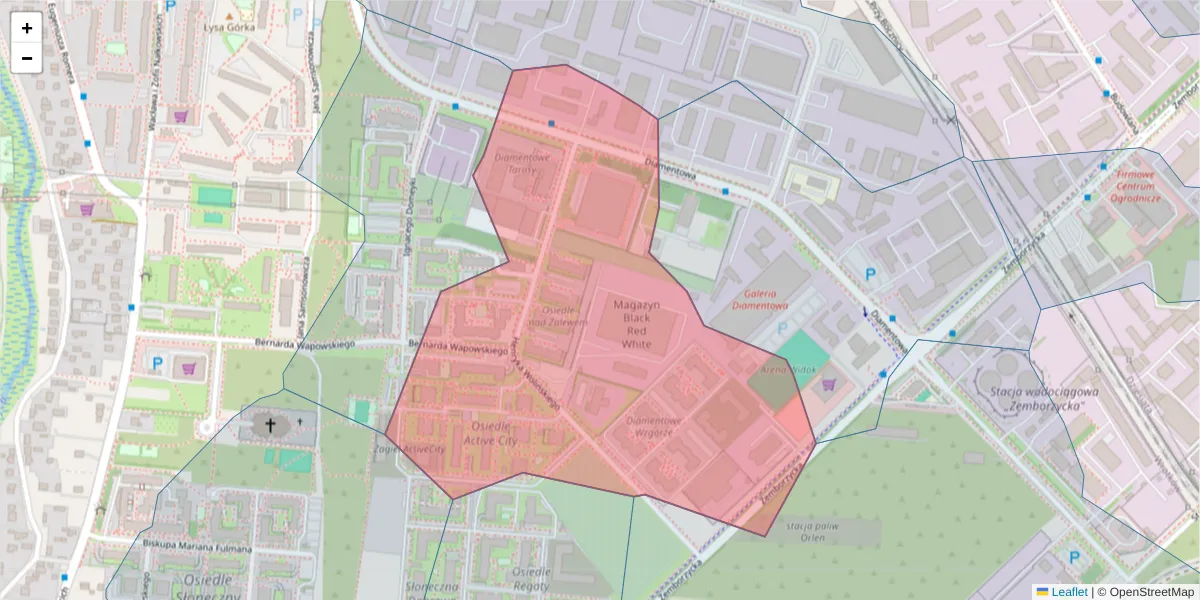 Szczegółowa mapa kodu pocztowego 20-491 z granicami, sąsiednimi kodami pocztowymi i urzędami pocztowymi