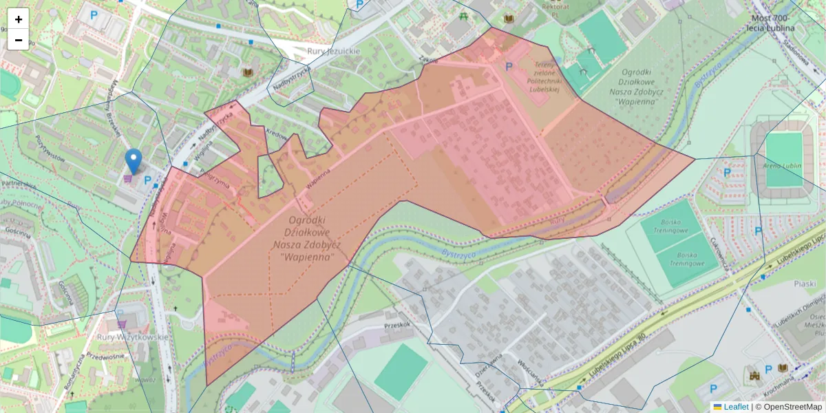 Szczegółowa mapa kodu pocztowego 20-502 z granicami, sąsiednimi kodami pocztowymi i urzędami pocztowymi