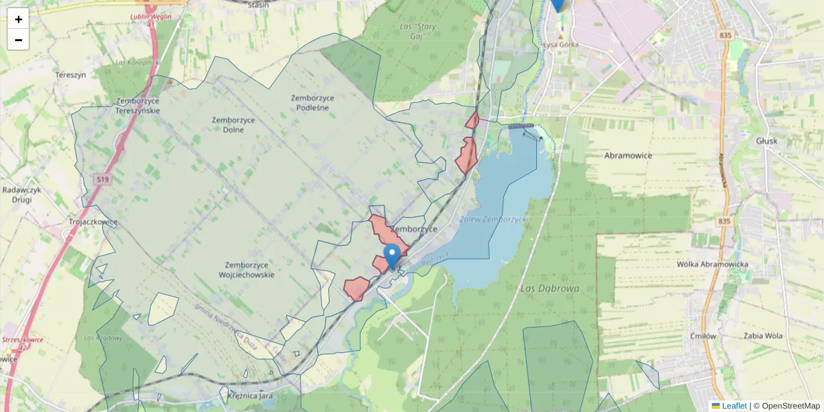 Szczegółowa mapa kodu pocztowego 20-517 z granicami, sąsiednimi kodami pocztowymi i urzędami pocztowymi