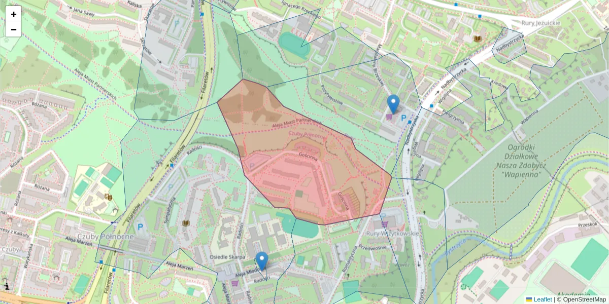 Szczegółowa mapa kodu pocztowego 20-532 z granicami, sąsiednimi kodami pocztowymi i urzędami pocztowymi