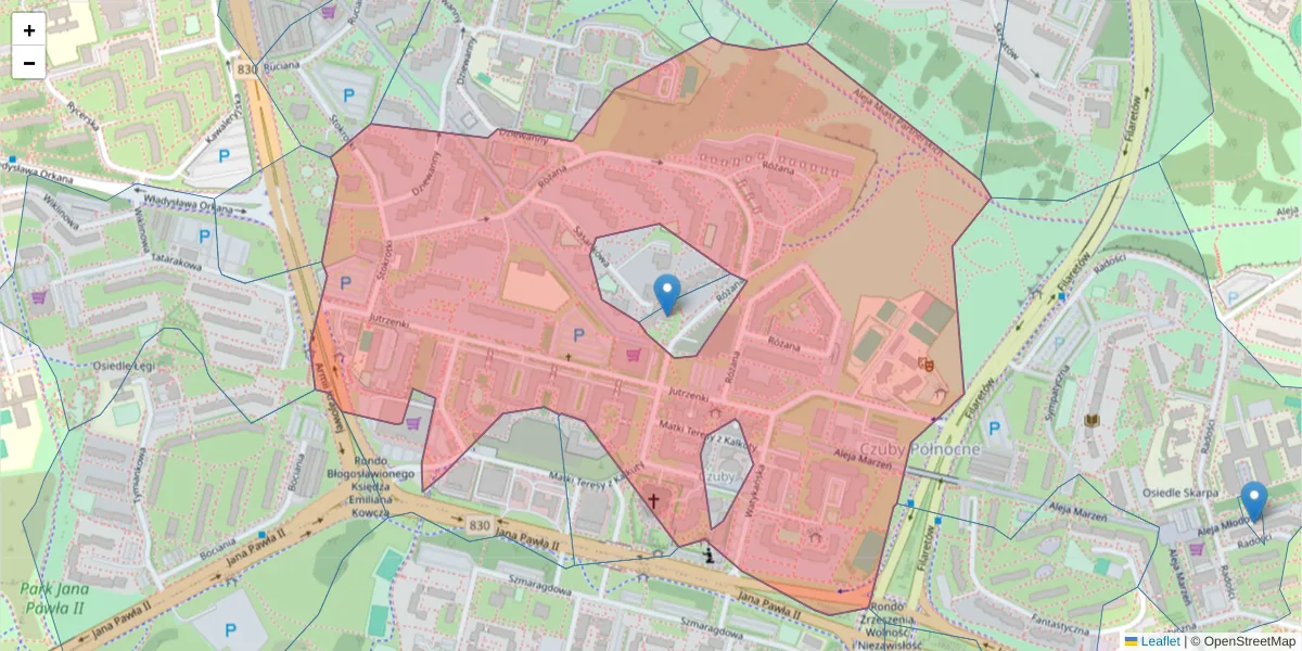 Szczegółowa mapa kodu pocztowego 20-538 z granicami, sąsiednimi kodami pocztowymi i urzędami pocztowymi