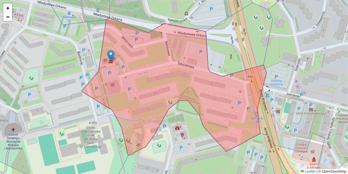 Szczegółowa mapa kodu pocztowego 20-541 z granicami, sąsiednimi kodami pocztowymi i urzędami pocztowymi
