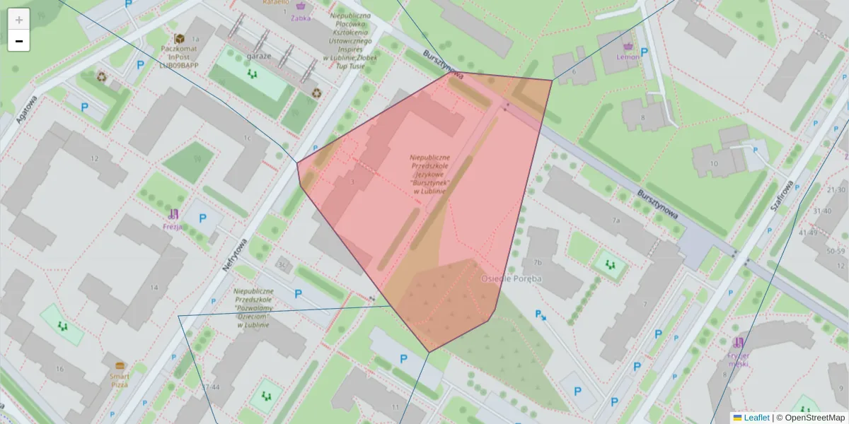 Szczegółowa mapa kodu pocztowego 20-578 z granicami, sąsiednimi kodami pocztowymi i urzędami pocztowymi