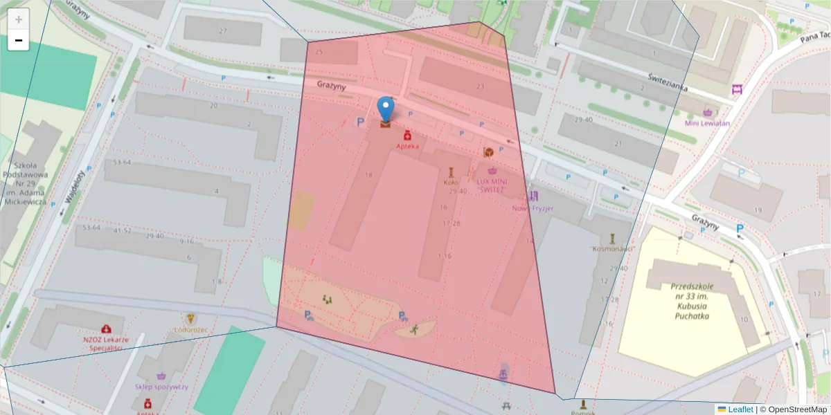 Szczegółowa mapa kodu pocztowego 20-606 z granicami, sąsiednimi kodami pocztowymi i urzędami pocztowymi