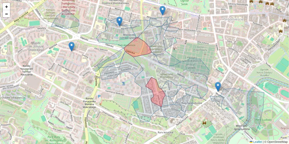 Szczegółowa mapa kodu pocztowego 20-613 z granicami, sąsiednimi kodami pocztowymi i urzędami pocztowymi
