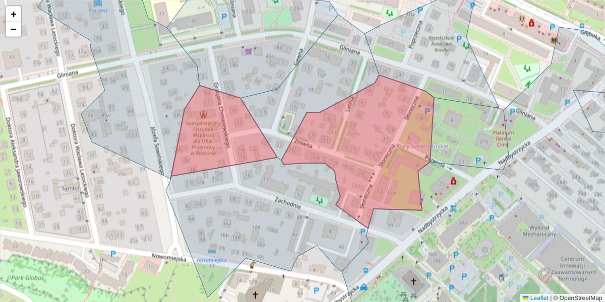 Szczegółowa mapa kodu pocztowego 20-621 z granicami, sąsiednimi kodami pocztowymi i urzędami pocztowymi