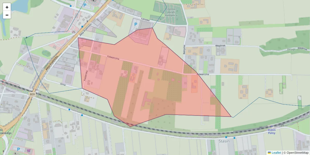 Szczegółowa mapa kodu pocztowego 20-751 z granicami, sąsiednimi kodami pocztowymi i urzędami pocztowymi