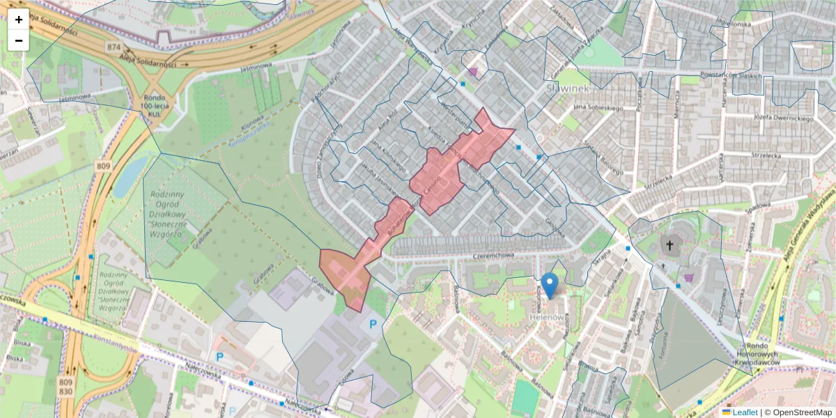 Szczegółowa mapa kodu pocztowego 20-808 z granicami, sąsiednimi kodami pocztowymi i urzędami pocztowymi