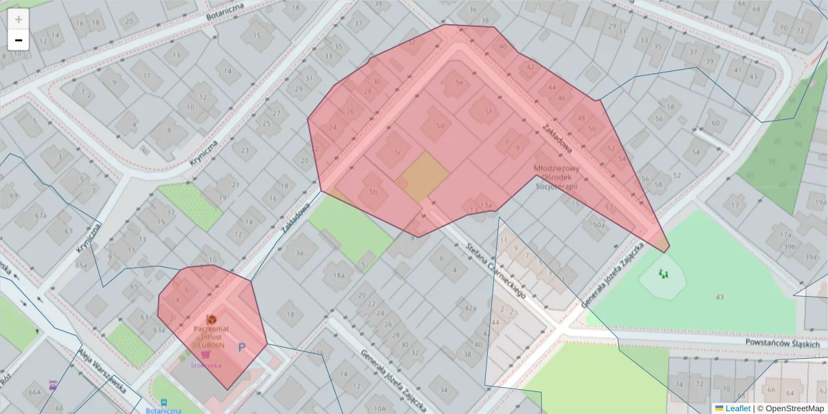 Szczegółowa mapa kodu pocztowego 20-820 z granicami, sąsiednimi kodami pocztowymi i urzędami pocztowymi