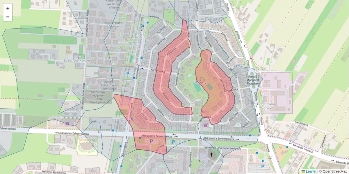 Szczegółowa mapa kodu pocztowego 20-868 z granicami, sąsiednimi kodami pocztowymi i urzędami pocztowymi