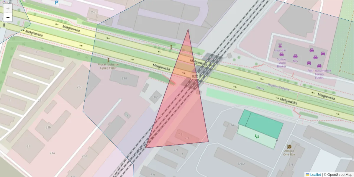 Szczegółowa mapa kodu pocztowego 20-952 z granicami, sąsiednimi kodami pocztowymi i urzędami pocztowymi