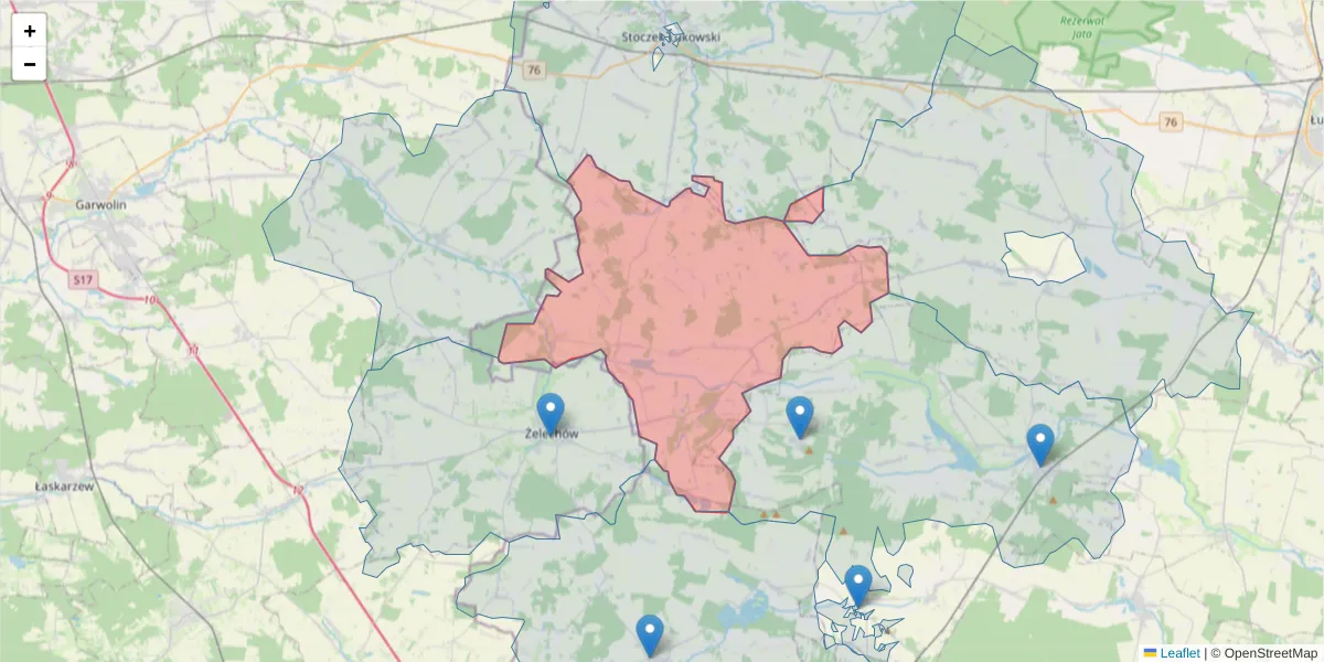 Szczegółowa mapa kodu pocztowego 21-426 z granicami, sąsiednimi kodami pocztowymi i urzędami pocztowymi