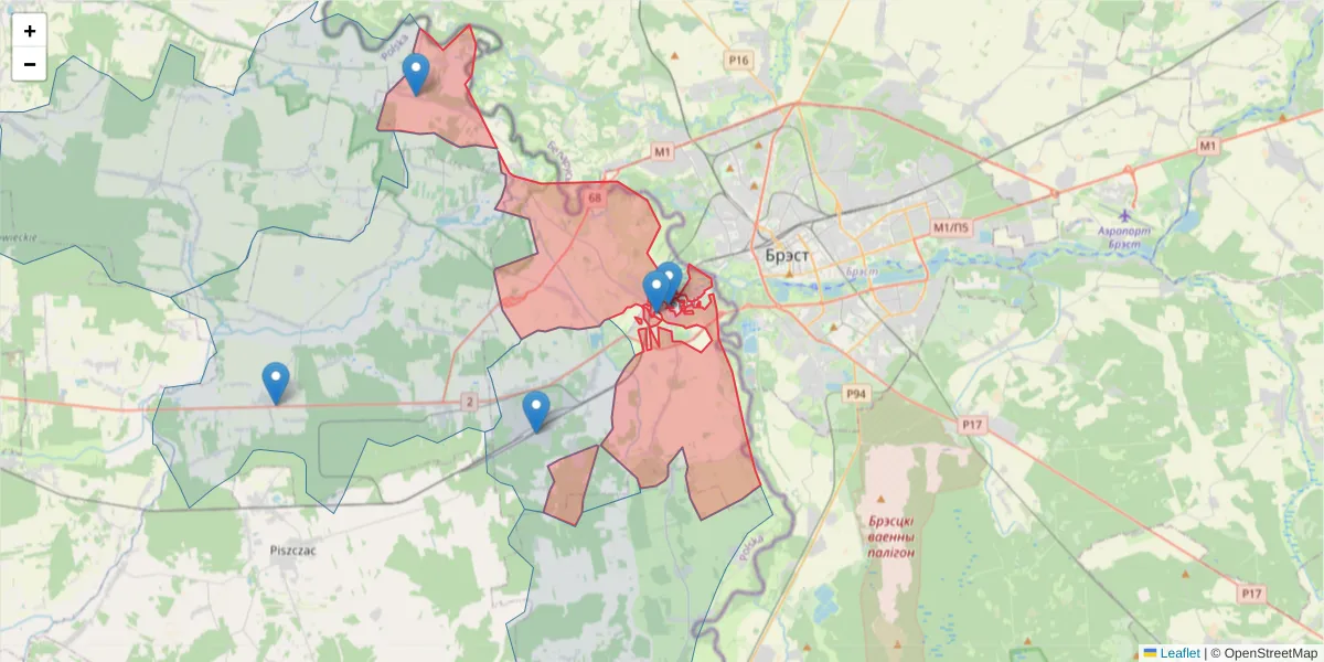 Szczegółowa mapa kodu pocztowego 21-550 z granicami, sąsiednimi kodami pocztowymi i urzędami pocztowymi
