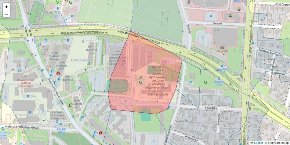 Szczegółowa mapa kodu pocztowego 22-092 z granicami, sąsiednimi kodami pocztowymi i urzędami pocztowymi