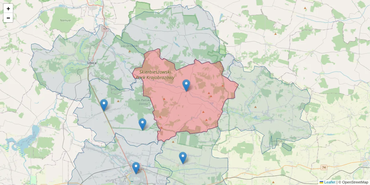 Szczegółowa mapa kodu pocztowego 22-420 z granicami, sąsiednimi kodami pocztowymi i urzędami pocztowymi
