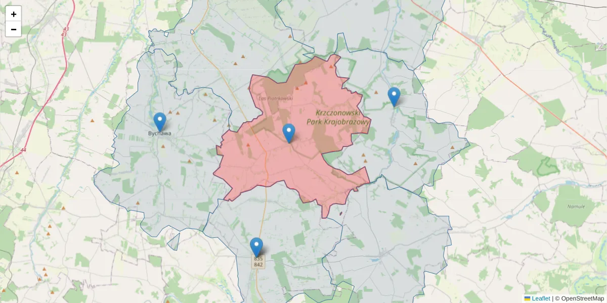 Szczegółowa mapa kodu pocztowego 23-110 z granicami, sąsiednimi kodami pocztowymi i urzędami pocztowymi