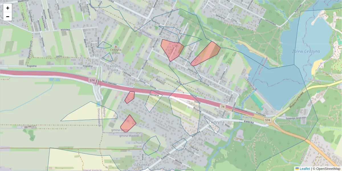 Szczegółowa mapa kodu pocztowego 23-351 z granicami, sąsiednimi kodami pocztowymi i urzędami pocztowymi