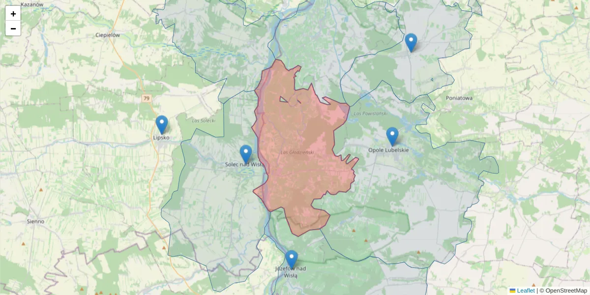 Szczegółowa mapa kodu pocztowego 24-335 z granicami, sąsiednimi kodami pocztowymi i urzędami pocztowymi