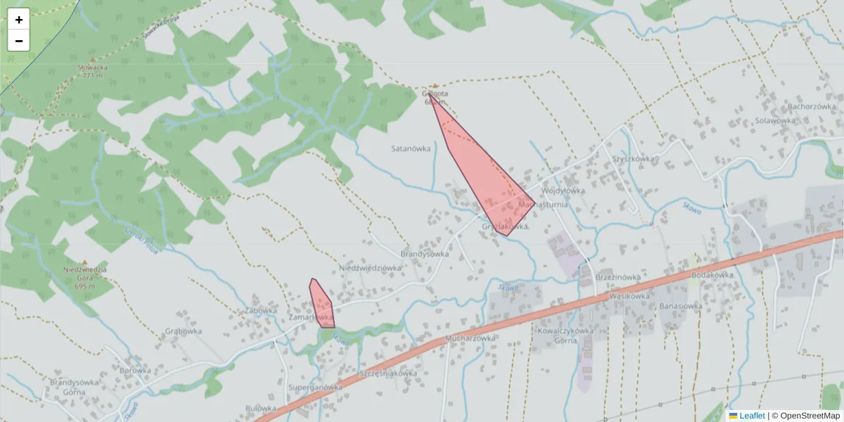 Szczegółowa mapa kodu pocztowego 24-745 z granicami, sąsiednimi kodami pocztowymi i urzędami pocztowymi