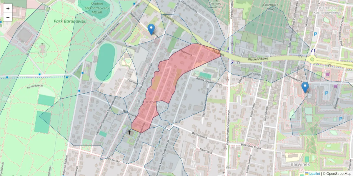 Szczegółowa mapa kodu pocztowego 25-123 z granicami, sąsiednimi kodami pocztowymi i urzędami pocztowymi